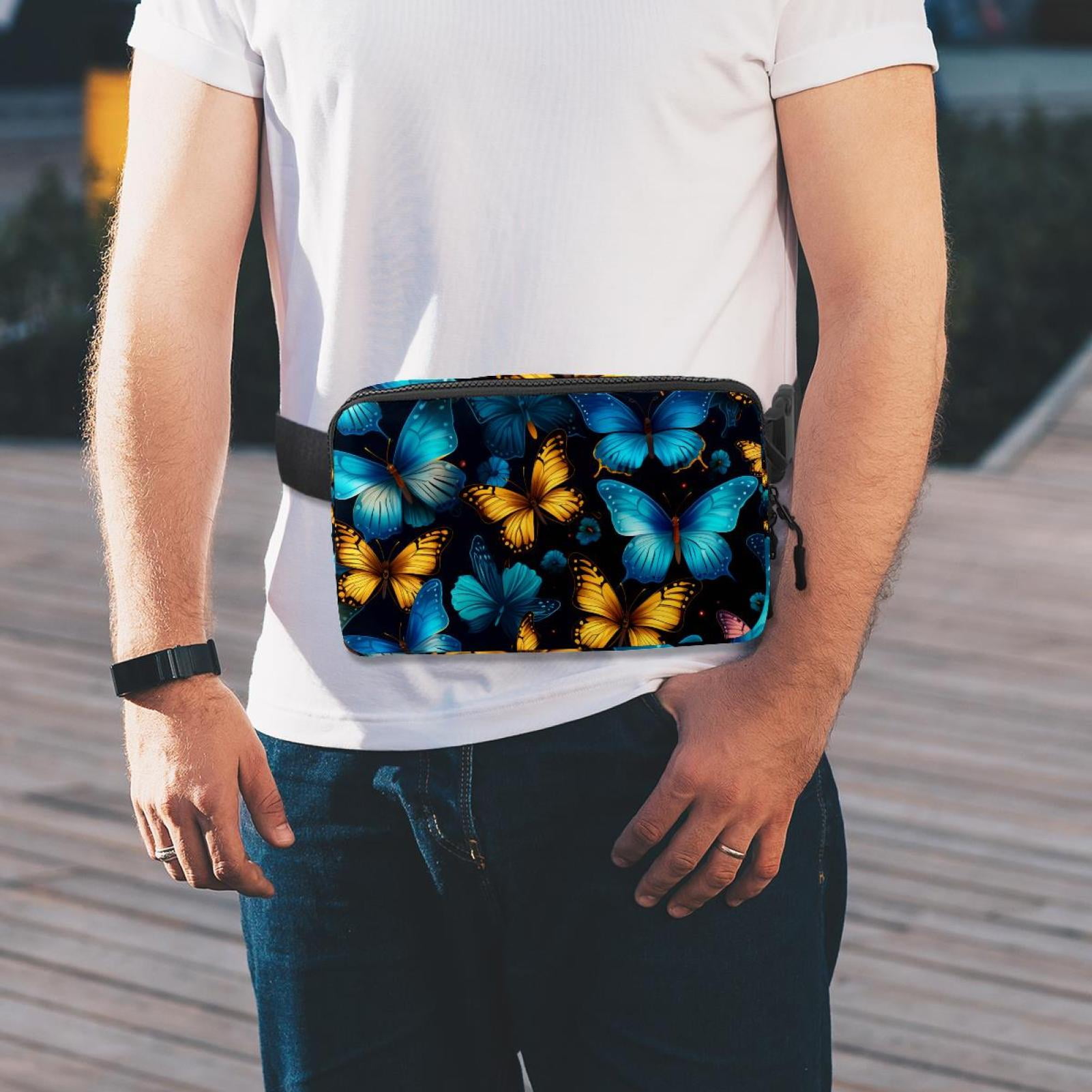Butterfly Running Belt Fanny Pack Belt Bag with Extension Strap Lightweight Adjustable Unisex
