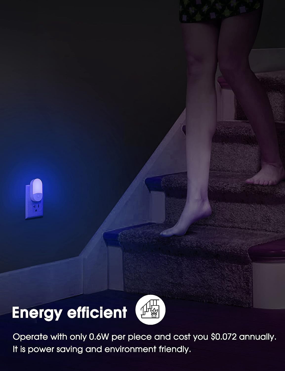 Blue Night Light, Night Lights Plug into Wall[2 Pack], 0.6W LED Nightlight, Dusk to Dawn Sensor, 30/60LM Adjustable Brightness, Automatic Night Light for Kid, Bathroom, Nursery, Hallway