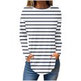 thumbnail image 2 of Fznquz Long Sleeve Sweatshirts Women Pullover Casual Tunics Oversized Blue Striped Loose Fit Outfits, 2 of 5