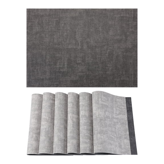 Unique Bargains 6pcs Stylish Faux Leather Placemats Gray 16.9"x11.8"