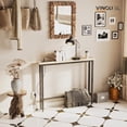thumbnail image 7 of 39" Console Table with Power Outlet, 5.9" Narrow Sofa Table, Oak | Entryway Table with Charging Station & 4.9 Ft Extension Cord & Adjustable Feet, behind Couch Table for Living Room, Hallway, 7 of 7