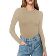 thumbnail image 1 of Women's Ribbed Long Sleeve Crewneck Sweater Knit Fitted Soft Light Pullovers Sweater Fall Basic Casual Tops, 1 of 7