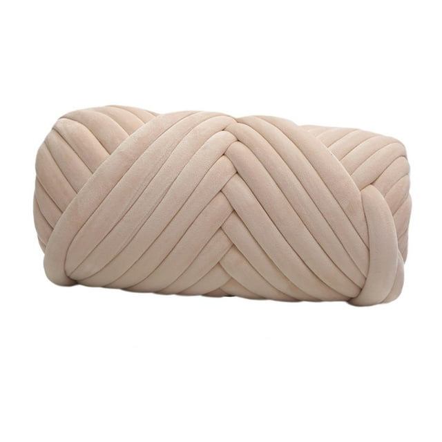 1KG Thick Velvet Yarn Arm Knitting Rug DIY Soft Comfortable Jumbo Tube Yarn for Beige