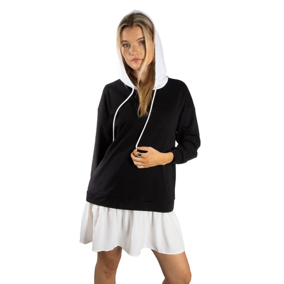DARING DIVA Women's Stylish AK Double Layer Hooded Dress XS Black