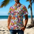 thumbnail image 2 of BiZtdJrK Mens Big and Tall Hawaiian Shirt Short Sleeve Tropical Aloha Shirts Holiday Casual Button Down Tops Multicolor#19 XXXL, 2 of 4