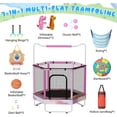 thumbnail image 2 of Baxluxe Toddler Trampoline for Kids Ages 3-8, 55in 7-in-1 Upgraded Indoor Trampoline with Net ,500lbs Capacity Safe Trampoline,Inside Pink Mini Trampoline Boys Girls Outdoor Adjustable Height, 2 of 7