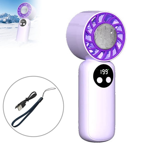 Ailezt Portable Handheld Fan With Ice USB Rechargeable Quiet Fan With Digital Display Long Battery & 199 Speed Adjustable For Travel Outdoor