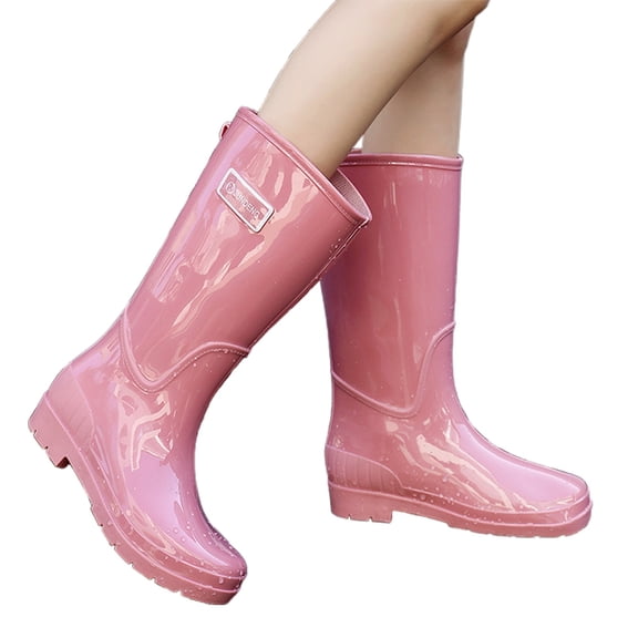 Rain Boots Women,Rain Boots Outdoor Mid Calf Rain Shoes Hiking Camping Daily Wear Comfortable,Womens Rain Boots,Pink,6.5