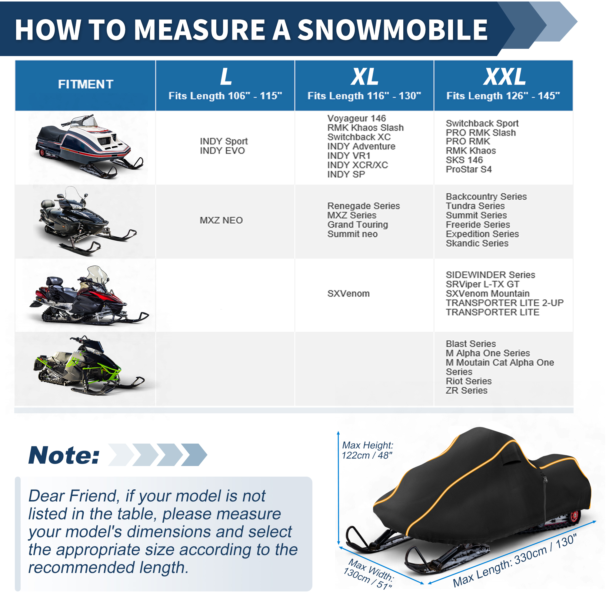 Unique Bargains Snowmobile Cover Waterproof Sled Ski Cover 420D Oxford Fabric 130"