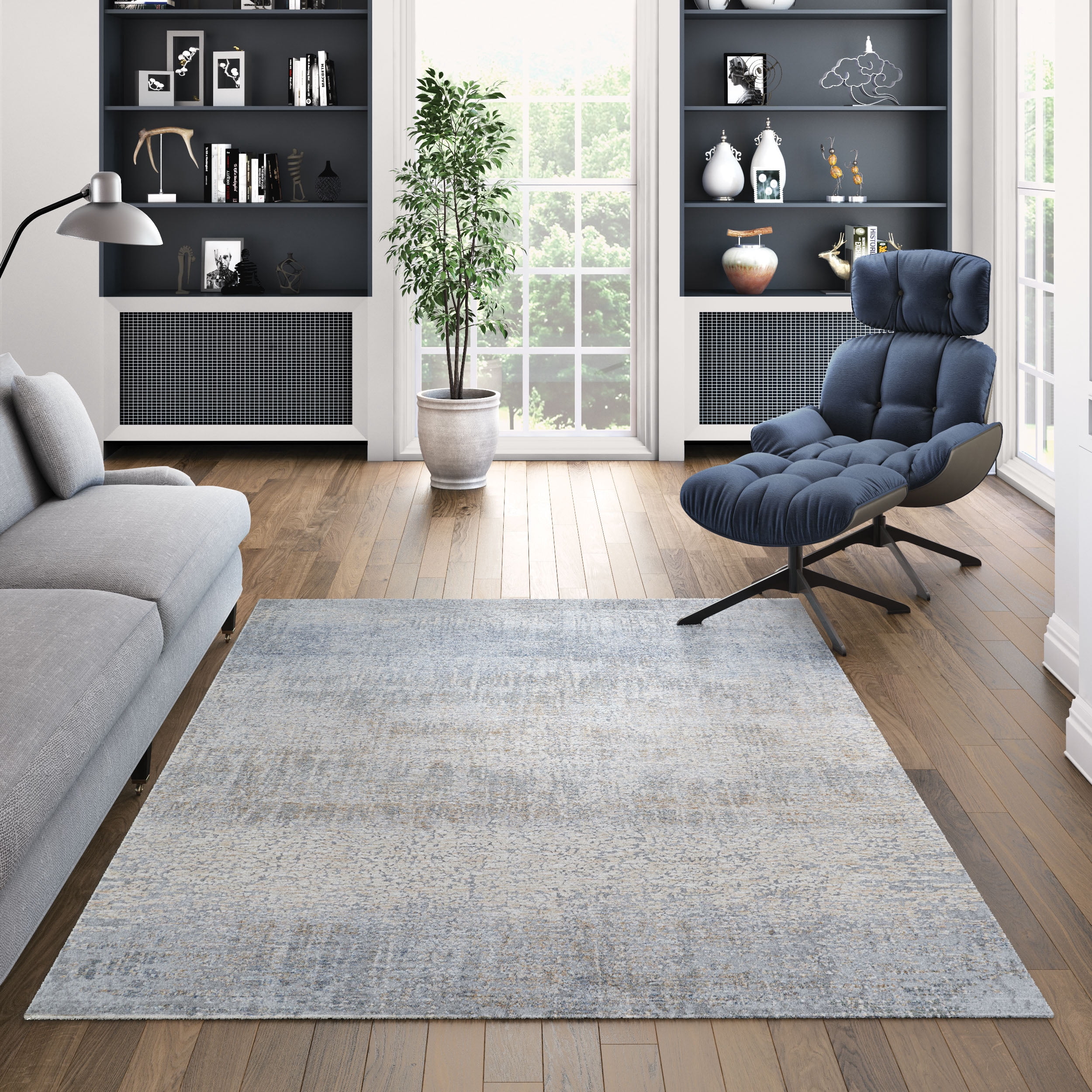 Couristan Couture Aquarelle Area Rug, 2'2" x 8'11" Runner, Pewter-Mode Beige