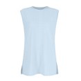 thumbnail image 6 of Women's Fashion Round Neck Sleeveless Slit Tank Top, Solid Color Casual Top for Stylish Summer Outfits,Sky Blue,S, 6 of 7