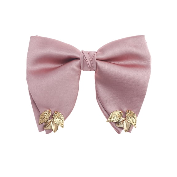 Men's Ribbon Leaf Pendant Pre-tied Bow Ties Necktie  Collar Fashion for School Uniform Wedding One Size Pink