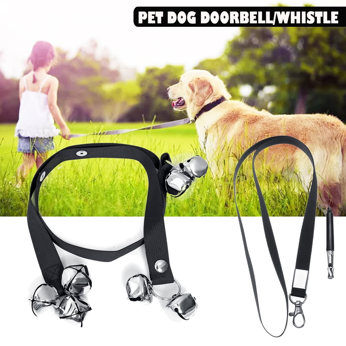 Adjustable Dog Potty Door Bell Rope Pet Whistle Training Bells