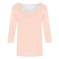 thumbnail image 4 of Daznico Womens Tops - Women's Casual Solid Color Crew Neck Low Cut 3/4 Sleeve T Shirt Top - Shirts for Women,Color:Light Pink,Size:XXL, 4 of 4
