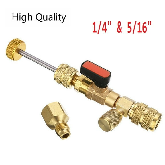R410A Valve Core Remover Installer Tool with Dual Size SAE 1/4 5/16 Port Installer Tool For R12 R22 R410A HVAC System