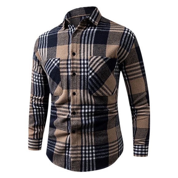 zfhfof Men's Flannel Shirts Regular Fit Casual Button Down Plaid Shirt Jacket Long Sleeve Business Work Dress Shirt with Pockets