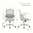 thumbnail image 4 of edx Ergonomic Office Desk Chair, Mesh Cover with Flip up Arms, Lumbar Support for Home Office, Grey, 4 of 8