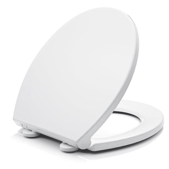 ROSYNEY Round Toilet Seat with Hinge, Slow Close, Easy Clean & Change Hinges, White