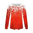 thumbnail image 3 of Women's Christmas Snowflake Print Long Sleeve T-Shirt Casual Holiday Tunic Top Red and White, 3 of 4