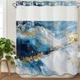 thumbnail image 3 of Blue Oil Painting No Hook Shower Curtain Waterproof, Bathroom Curtains with Snap in Liners and See Through Top Window, Modern Marble Art Abstract Hotel Style Bathtub Curtains Shower 72"Wx78"L, 3 of 8