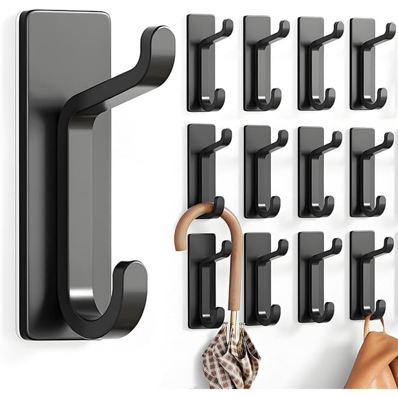 Ganchos de pared autoadhesivos de plástico para colgar: extrafuertes, 4,5 kg, gancho para abrigos y toallas en baños, duchas, cocinas, paredes y puertas.