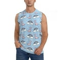 thumbnail image 3 of Uemuo Rainbow Dinosaur Pattern Men's Sleeveless T-Shirt,Muscle Athletic Tank Top, Moisture-wicking Quick-dry Breathable Classic Tee Top for Gym Run Outdoor Sports-Small, 3 of 8
