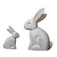 thumbnail image 4 of Estatua de conejo de madera de 2 piezas, escultura de conejo, artesanía, figura de animal coleccionable, adorno de mesa para estante, balcón, patio,, 4 of 9