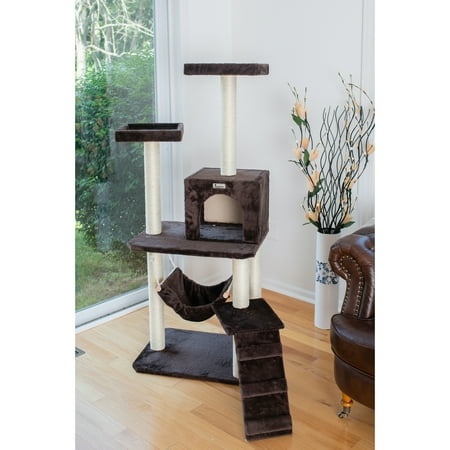 UPC: 0815481016057 | Armarkat 57-in real wood Cat Tree & Condo Scratching Post Tower  Coffee Brown
