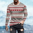 thumbnail image 2 of Christmas Tshirt Men Long Sleeve Vintage Snowflake Graphic Pajamas Tee Basic Crew Neck Casual Slim Fit Fall Winter Family Xmas Gift Mens T-Shirts Pink XL, 2 of 5