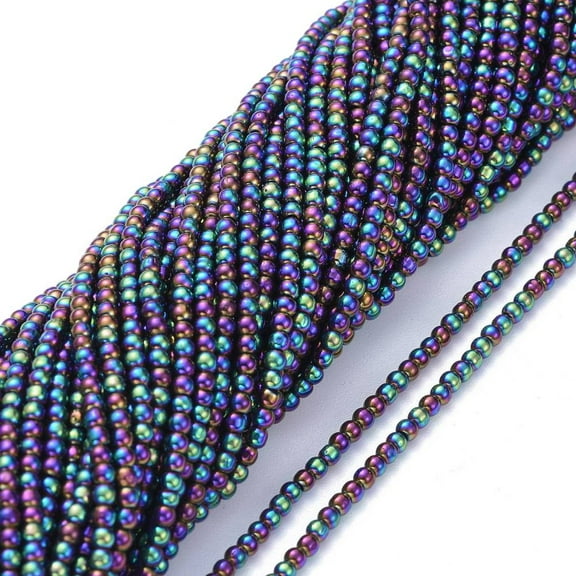 10Strand Electroplate Glass Beads Strands Full Plated Round Multi-color Plated 2.5mm Hole: 0.7mm 177pcs/Strand 14.09 inch(35.8cm)