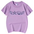 thumbnail image 4 of Suilloe Toddler Girls Tee Tops Shell Starfish Printing Crewneck Short Sleeve Top Casual Wear Trendy Loose Kids Girls Summer Tee Tops,3 -4 Years, 4 of 5