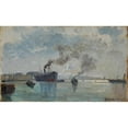 thumbnail image 3 of Rudolf Ribarz 14x10 Black Modern Framed Museum Art Print Titled - Ships in the Port (1882), 3 of 5