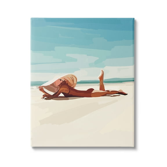 Stupell Industries Beach Babe Lounging Coastal Ocean Shoreline Graphic Art Gallery Wrapped Canvas Print Wall Art, Design by Amelia Noyes