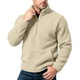 thumbnail image 7 of qafoshin Men's Fleece Half Zip Pullover Sweatshirts Fall Winter Casual Long Sleeve Solid Color Warm Tops, 7 of 7