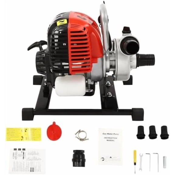 1.5Inch 4-Stroke Gasoline Engine Water Pump 31CC Gas Powered Portable High Pressure Gasoline Irrigation Transfer Pump Trash Water Transfer Pump for Landscaping, Gardening Irrigation, Pool