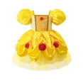 thumbnail image 3 of QEFJNO Baby Girl Short Sleeve Belle Princess Dress Infant Toddler Halloween Birthday Christmas Party Dress Up Clothes 2-3T, 3 of 13