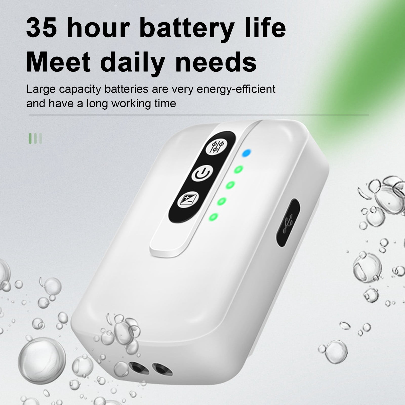 Rechargeable Power Powered Air Pump for Fish Tank, Single Outlet Adjustable Flow Portable Aerator for Fish, Aquarium Accessory with Air Stone for Boats for Fishing, Emergency Use