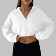 thumbnail image 2 of AherBiu Sweatshirts for Women Cropped Zip up Jackets Lightfleece Lined Hooded Juniors Sports Outwear, 2 of 7