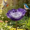 thumbnail image 5 of HomelyJoy Purple Flower Bird Feeder and Bird Bath Garden Stakes, Metal Flower Bees Watering Station Bowl, Decorative Wild Bird Feeding Basin for Lawn Backyard Decor, 23.6x5.9 In, 5 of 5