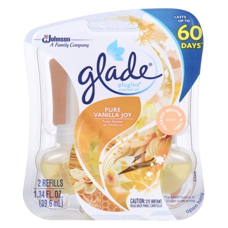 Glade PlugIns Scented Oil Air Freshener Refill, Pure Vanilla Joy, 2 count, 1.34 Ounces