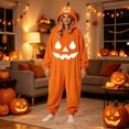 thumbnail image 6 of LILIYA Halloween Hooded Onesie, Warm Adult Jumpsuit, Plush Long Sleeve Loungewear for Couples, Comfy Bodysuit with Front Pockets, Soft One-Piece Pajamas, 6 of 8