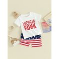thumbnail image 2 of 4th of July Baby Boy Outfit Short Sleeve T-shirt Top and Stripe Stars Shorts Set Toddler Boy Independence Day Clothes, 2 of 7