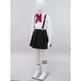 thumbnail image 4 of TiaoBug Kids Girls Uniform Set Short / Long Sleeve Bow Tie Blouse with A-Line Mini Pleated School Type A Black 160, 4 of 7
