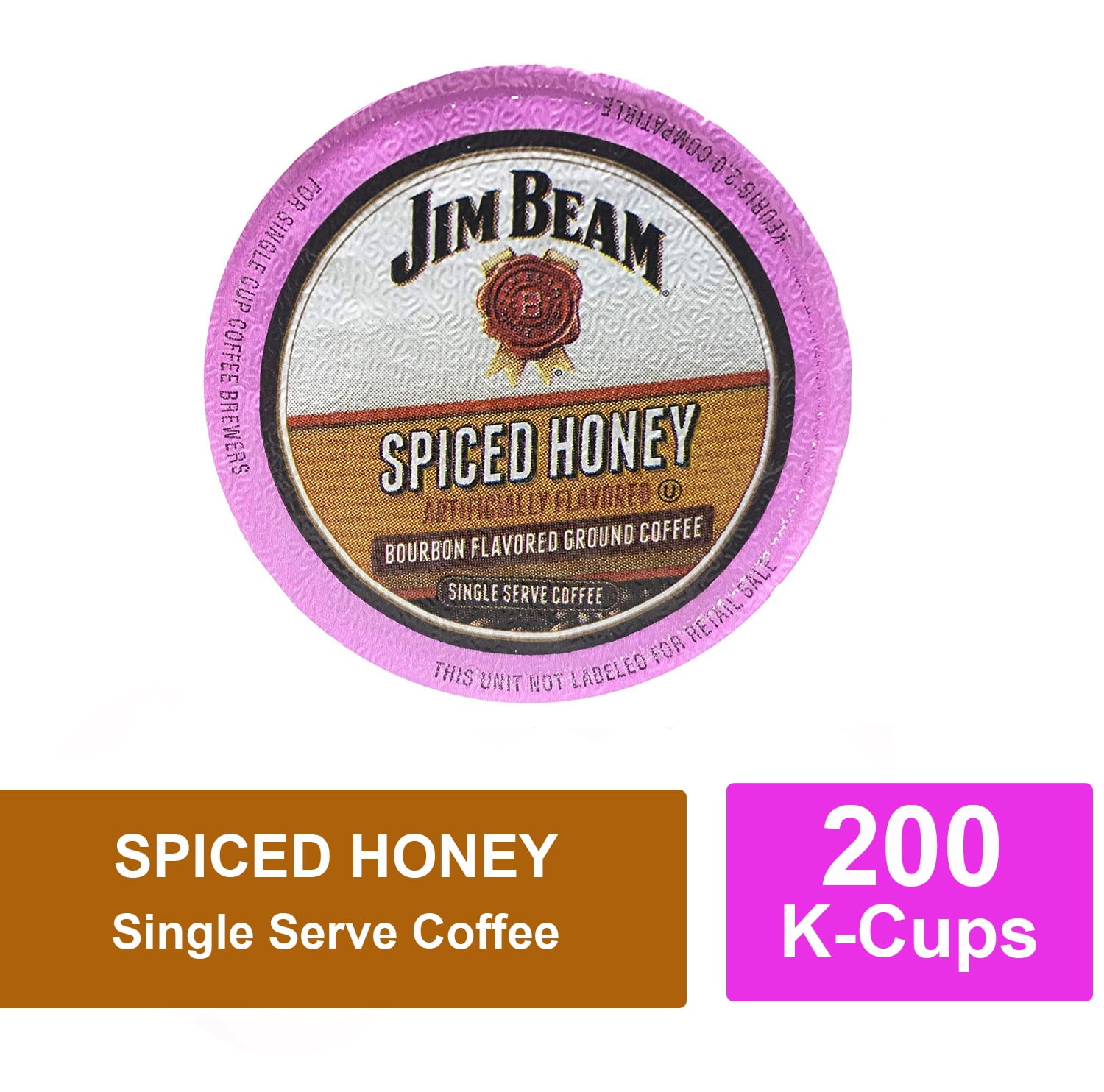 Jim Beam Spiced Honey Single Serve Ground Coffee, 200 cups, Keurig 2.0 Compatible