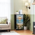 thumbnail image 2 of Beach Dresser for Bedroom with 4 Storage Drawers Beach Coastal Seaside Flowers Landscape Sunset Ocean Waves Dressers Chest of Drawers Steel Framed Fabric Closet Organizers for Entryway, 2 of 7