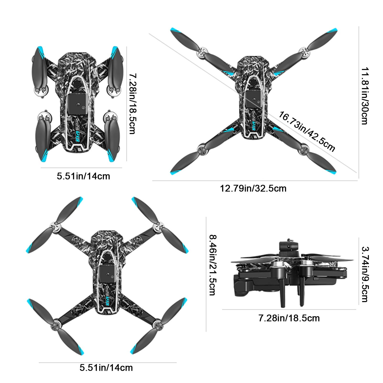 GPS Drone with 4.5 Inch Screen, Folding Body, 360掳intelligent obstacle avoidance, Brushless Motor And Cool LED Lights Drones with Storage Bag, Remote Control Toys Gifts