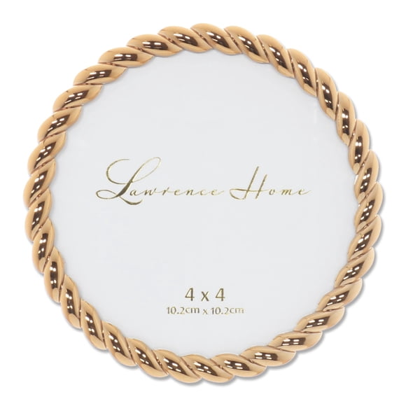 Marco de fotos Lawrence Frames Rope Design 4x4 redondo dorado