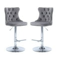 thumbnail image 5 of Tcbosik 2 Pack Modern Velvet Bar Stools with Button Tufted Back, Upholstered Swivel Barstool with Chrome Base, 24.8" - 33" Height Adjustable Island Chair for Kitchen, Dining Room, Gray & Silver, 5 of 10