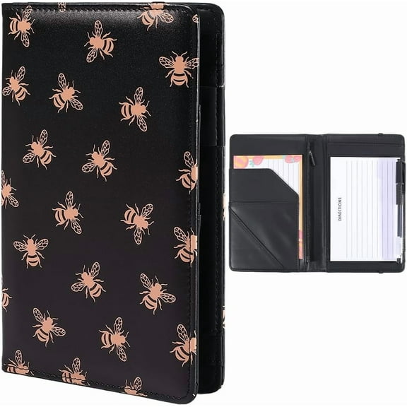 PU Leather Clipboards Portfolio Folder Leather Padfolio Binder Storage Clipboard with Cover Card Holder Notepad Elastic Closure Pen Loop for Ordering Business Meeting 7.8x4.9 Inch Black
