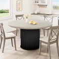 thumbnail image 4 of 47-Inch Round Dining Table for 4–6 – Industrial Style with Wave Metal Base, 350 lb Capacity, Black/Grey/Brown, Perfect for Kitchen or Dining Room, 4 of 10